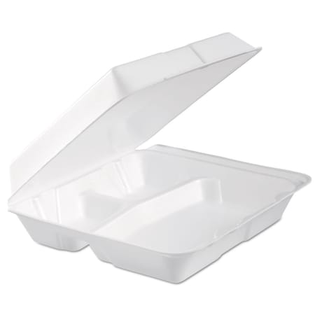 Dart 3-Compartment Foam Hinged Lid Container, White - Large DCC95HTPF3R